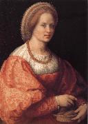 Portrait of woman Holding basket Andrea del Sarto